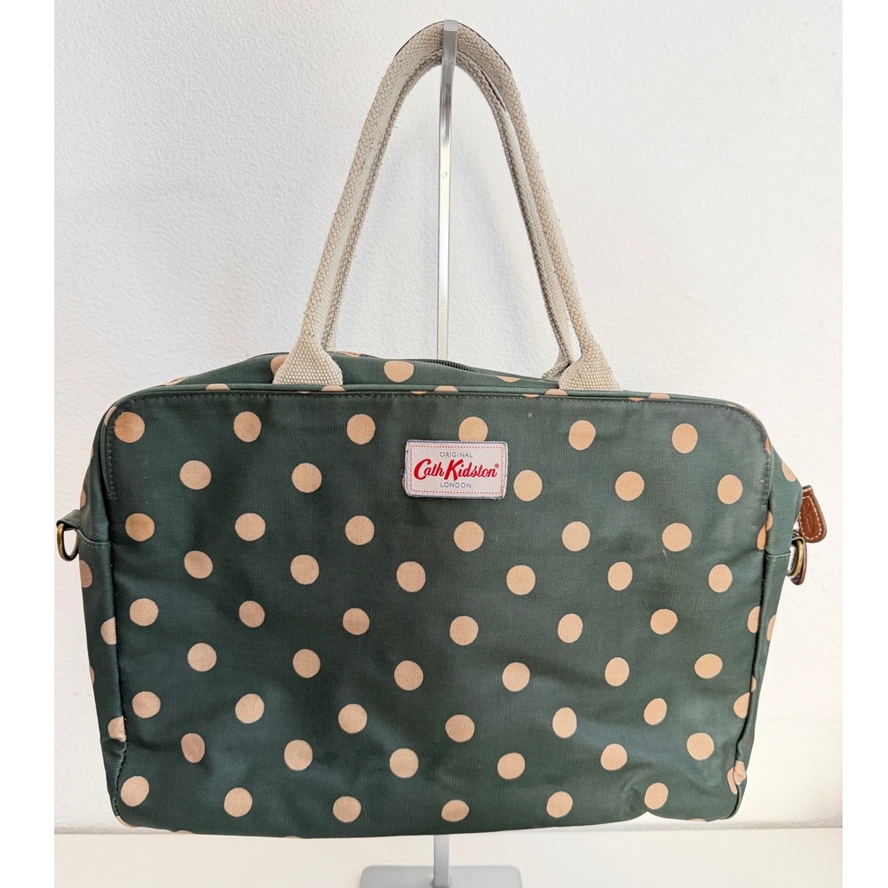 Cath Kidston Green Polka Dot Laptop Bag Messenger Briefcase Crossbody Strap